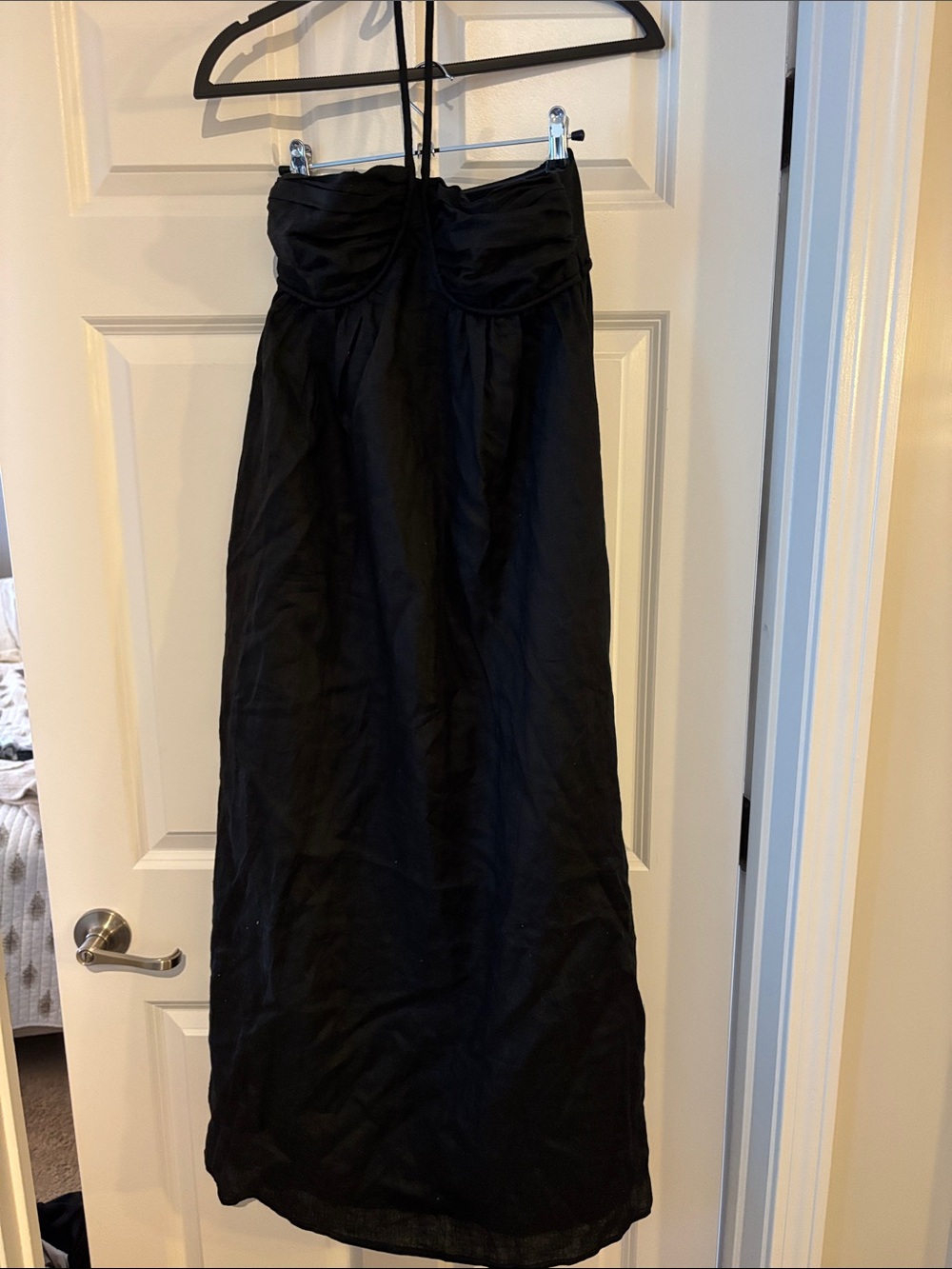 DISSH Gina Black Gathered Strapless Midi Dress